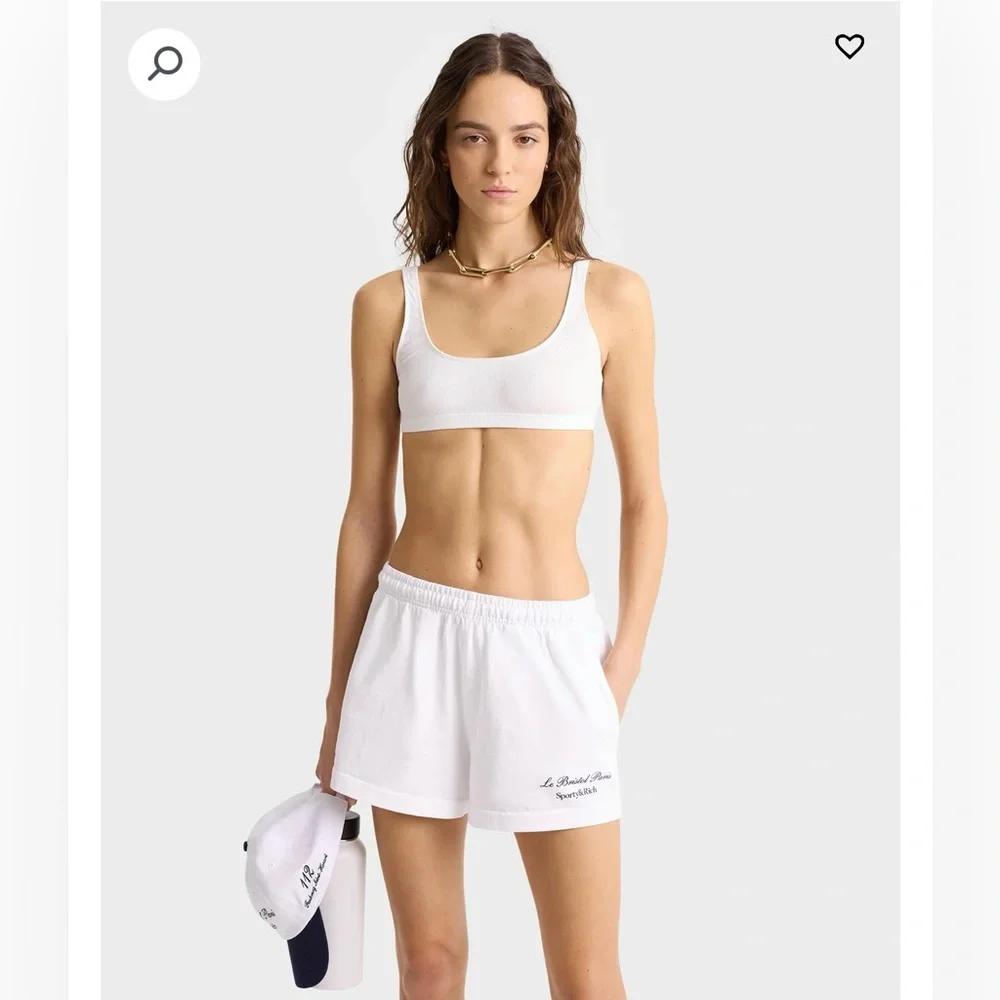 Sporty & Rich - Faubourg Disco Short - White/Navy - S - Picture 2 of 4